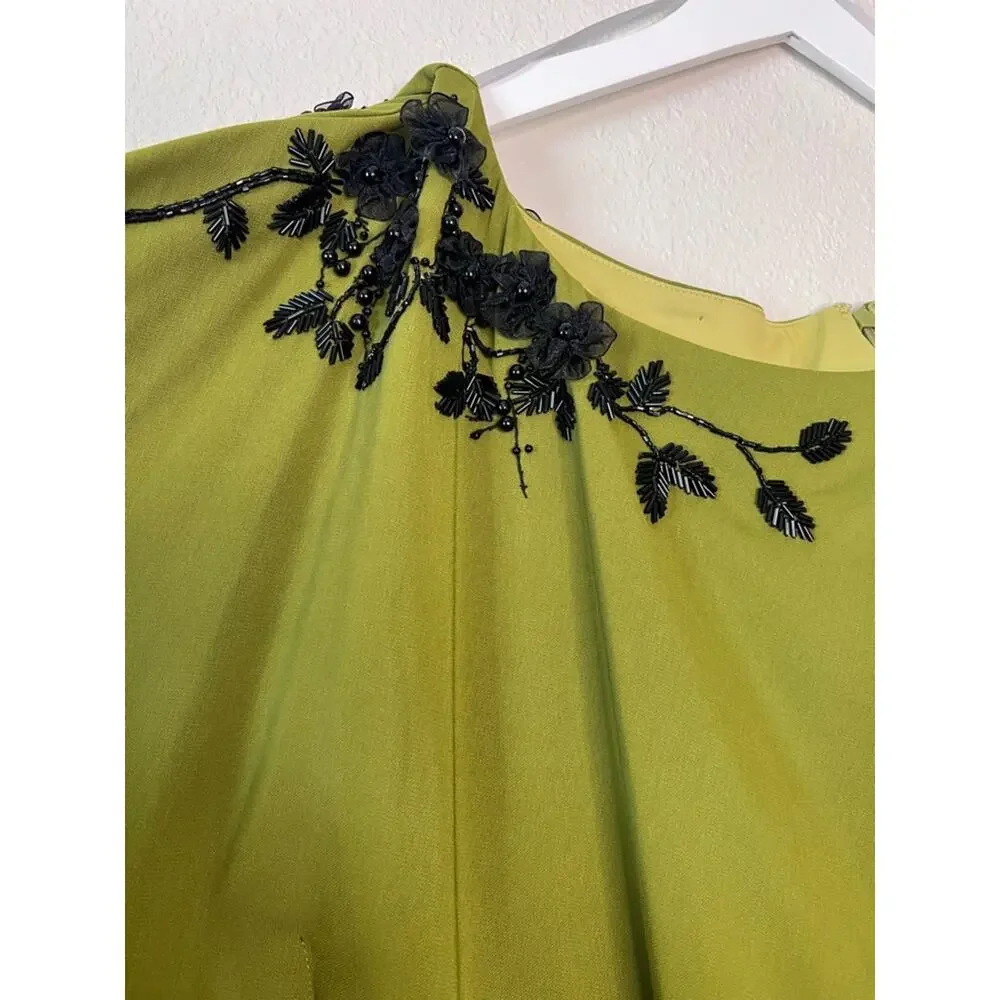 Marchesa EMBROIDERED DRAPED KAFTAN Size 12 NWT Olive - Picture 5 of 12